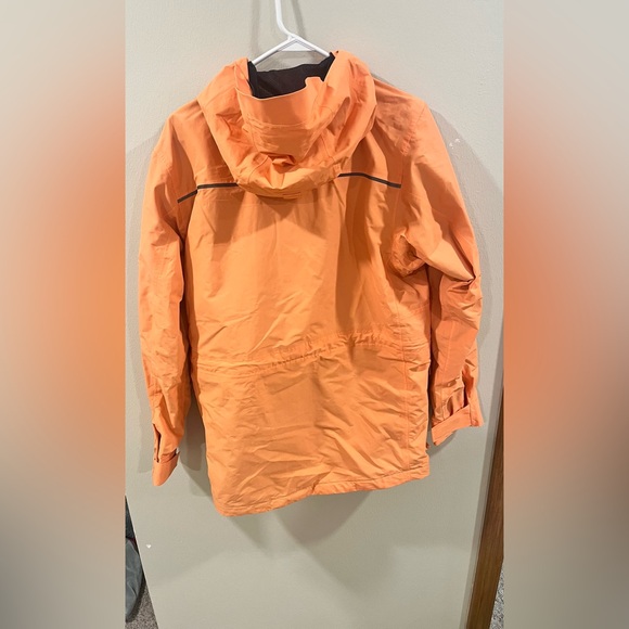 Lands' End Men’s Waterproof Hooded Rain Jacket Shell - Orange - Small - Picture 5 of 13